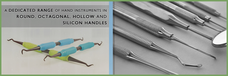 A dedicated range of hand instruments in round, octagonal, hollow and  silicon handles